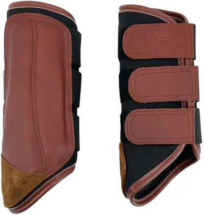 Jeereal Brushing Horse Boots Equine Boots | Protective Gear and Training Equipment | Neoprene,Waterproof Cloth and Genuine Leather Made of (Coffee, Pony (Small)) - color: Coffee, size: Pony (Small)