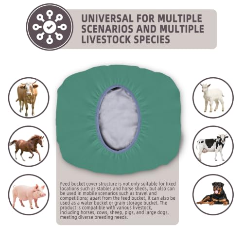 2-5 Gallon Horse Bucket Cover, Waterproof Horse Feed Bucket Cover, Lightweight and Easy to Use (Excluding Bucket, Green) - color: Green