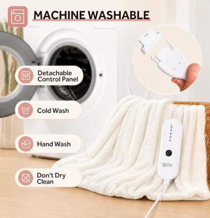 Heated Blanket Throw, 50"x60", White - color: White, size: Throw-50"x60"