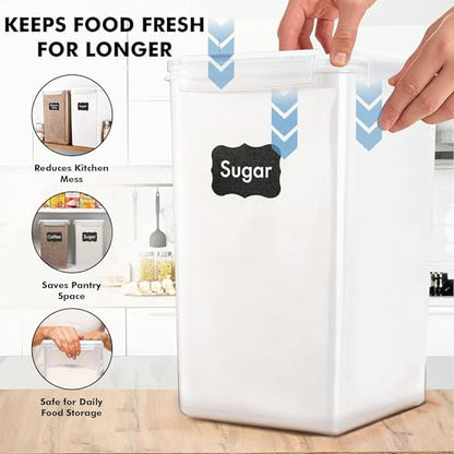 WHITE FEATHER SUPPLIES 2 PC [7 Qt / 6.5L / 220 Oz] Large Food Storage Containers with Lids Airtight - BPA Free Clear Plastic Kitchen and Pantry Storage Containers for Cereal, Flour, Sugar, Rice - color: White - 2 Pack