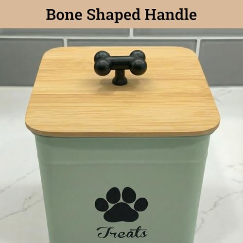 Dog Treat Container Airtight, 6"W x 8"H, Powder Coated, 12 Cup Capacity - color: Sage Green