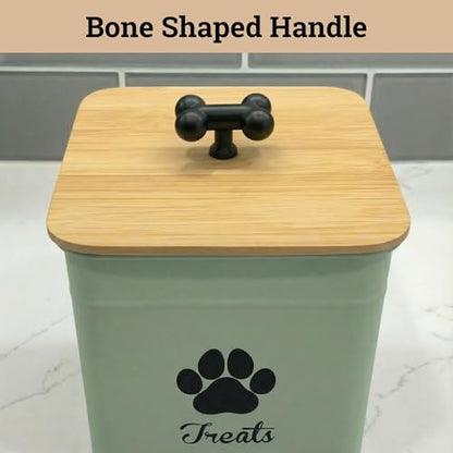 Dog Treat Container Airtight, 6"W x 8"H, Powder Coated, 12 Cup Capacity - color: Sage Green