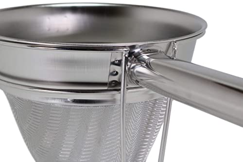 Anchy Premium 8" Chinois Fine Mesh Strainer Set with Stand & Bamboo Spatula – 18/8 Stainless Steel China Cap Cone Sieve, Professional Bouillon Strainer for Sauces, Soups, Broth, Stock, Jelly & Purees