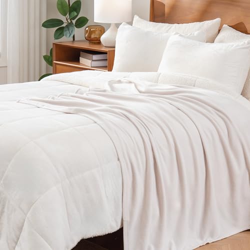Berkshire Blanket Microfleece Queen Size Bed Blanket Macadamia,Lightweight Soft Breathable Plush Micro Fleece Blanket for Bed Couch Sofa,90x90 Inches - color: Macadamia, size: Full/Queen