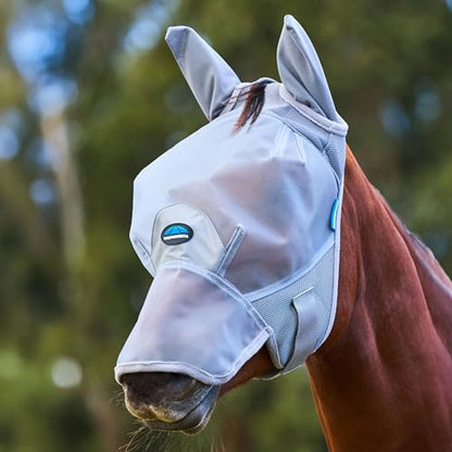 WeatherBeeta ComFiTec Fine Mesh Fly Mask with Ears & Nose, Grey, Medium - color: Grey, size: M