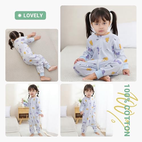 MICHLEY Baby Sleeping Sack with Legs Cotton Long Sleeve Toddler Wearable Blanket Sleeping Bag 6 Months-6 Years - color: Dinosaur, size: 6-18 Months