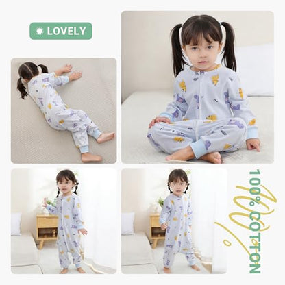 MICHLEY Baby Sleeping Sack with Legs Cotton Long Sleeve Toddler Wearable Blanket Sleeping Bag 6 Months-6 Years - color: Dinosaur, size: 6-18 Months