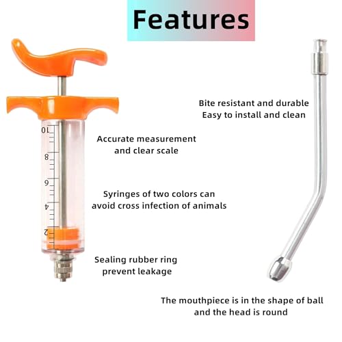 1 Pcs Goats Feed water filler, Drench Nozzle, Reusable, Adjustable Dosage, for Cattle, Sheep, Goats, Horse, Pig, Dog Supplies (Orange 10ml) - size: B (10ml)