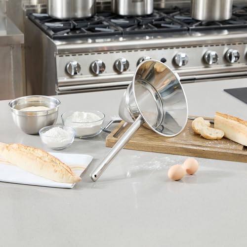 Restaurantware Chinois Strainer 1 Count 10.2" Stainless Steel Bouillon Cone with Extra Fine Mesh China Cap Strainer for Sauces, Stocks, Soups, Broths, Sifting, Sieving, Professional Kitchen Tools - size: Bouillin / Chinois, Extra Fine Mesh-10 1/4"