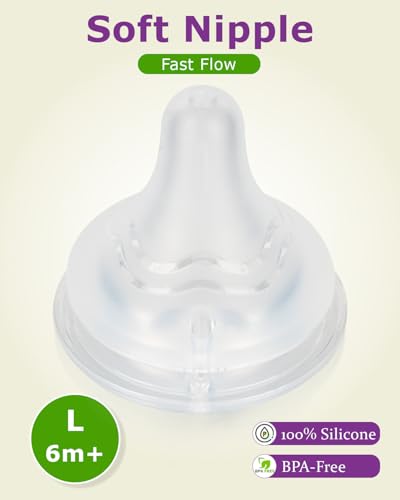 Silicone Nipples(L) for Pigeon Bottle,Standard Flow Baby Bottle Nipples,6m+ 6 Count - color: 6m+,L,6 counts