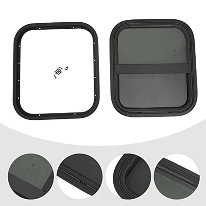 14" W x 16" H RV Window Horizontal RV Windows Privacy RV Replacement Window Stable Sliding Windows Black Universal Rectangular RV Windows With Trim Ring for Teardrop Cargo Horse Trailer Marine Camper - color: 14" W x 16" H