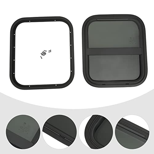 Vertical Sliding Black RV Window for Teardrop, Cargo, Horse Trailer, Marine Camper Window Replacement,14" Wide x 16" Tall - size: 14"x16"