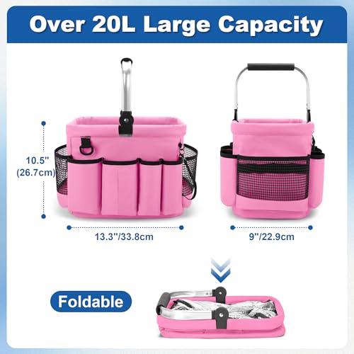 PGmoon Cleaning Caddy Organizer with Handle,Pink - color: Pink