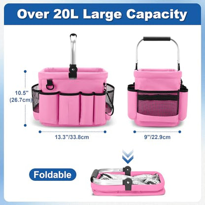 PGmoon Cleaning Caddy Organizer with Handle,Pink - color: Pink