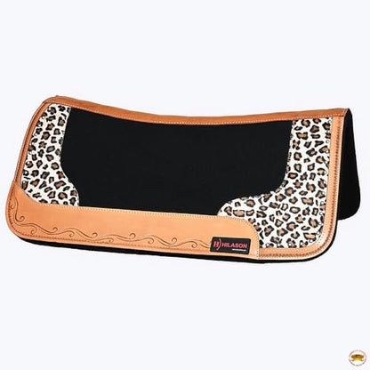 HILASON Western Wool Felt Horse Saddle Pad W/Distressed Wear Leather | for Horses