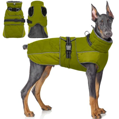 QBLEEV Warm Dog Jacket, Waterproof Dog Winter Coat with Harness - color: Autumn-Fragrance, size: X-Large