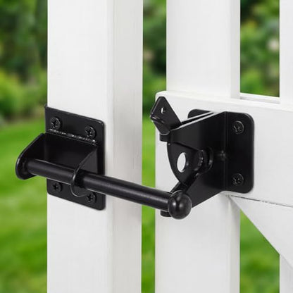 Zhengmy 4 Set Heavy Duty Self Locking Gate Latch for Wooden Fence Gravity Gate Latch Weather Resistant Rustproof Steel Lock for Garden Yard Farm Pool Barn Wooden Metal Gates