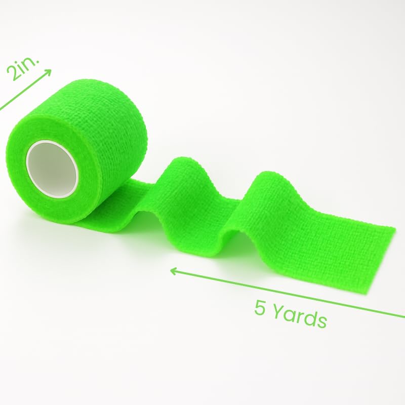 2" Cohesive Flexible Bandage Wrap – Florescent Green - Pack of 8 - color: Florescent Green