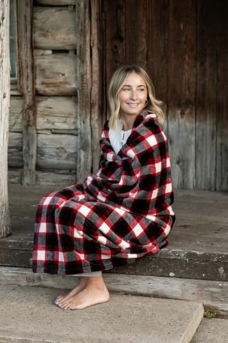 Lazy One Soft Cloud Fleece Throw Blanket – Cozy Polyester Blanket 50" x 70" – Warm, Lightweight Fleece Throw for Bed, Couch, or Sofa (Black Plaid) - color: Black Plaid