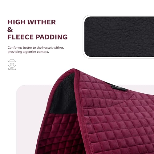 Tackmore All-Purpose Square Quilted Western Saddle Pad, Horse Saddle Pad - color: Burgundy