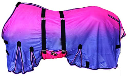 60" Horse Mesh Lightweight Breathable Summer Spring Sheet Bellyband 73439 - color: Purple Pink Ombre, size: 60 inches