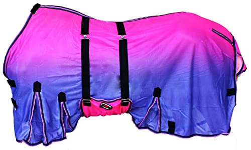 84" Horse Mesh Lightweight Breathable Summer Spring Sheet Bellyband 73439 - color: Purple Pink Ombre, size: 84 inches