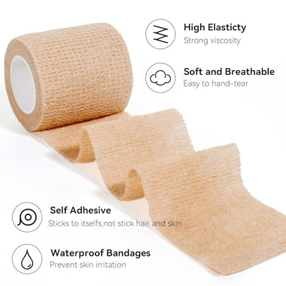 Self Adhesive Bandage Wrap,Bandage Tape,Medical Tape,Vet Tape - color: Skin Color, size: 3inch*8rolls