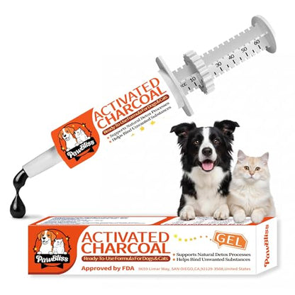 Activated Charcoal First Aid Kit -Emergency Support for Dogs, Cats & Puppies, Natural Charcoal Formula for Digestive Balance, Camping & Home Essential Oral Anti Diarrhea Digestive (60ml 1Tubes)