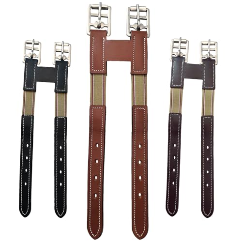 Majestic Ally Leather Girth Extender with Heavy-Duty Elastics, Durable, Flexible - color: Chestnut