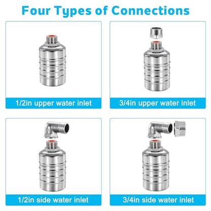 2 Pack 1/2"-3/4" Water Foat Vlave for Tanks, Pools, Livestock Troughs - size: 2 Pack