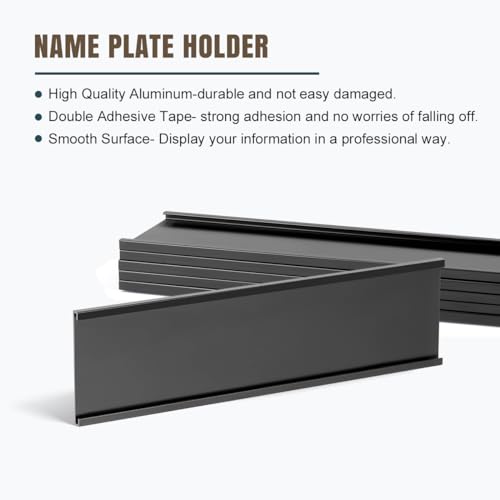 Lenink 6 Pack Name Plate Holder, Office Door Name Plate Holder Adhesive Wall Mount for Meeting Room, Business Department, Warning Area 8” X 2” (Black) - color: Black
