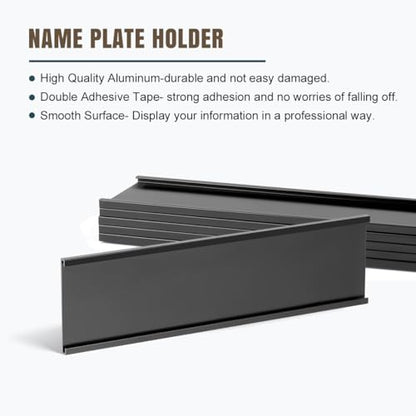 Lenink 6 Pack Name Plate Holder, Office Door Name Plate Holder Adhesive Wall Mount for Meeting Room, Business Department, Warning Area 8” X 2” (Black) - color: Black