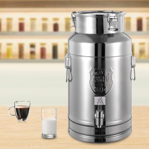 20L/5gal Stainless Steel Water Dispenser, Beverage Drink Dispenser with Spigot and Lid, Tabletop Liquid Storage Barrel for Grease, Ghee, Milk, Coffee - size: 676.3 Ounces