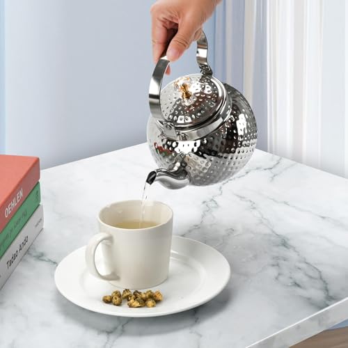 1.2L Hammered Tea Kettle Stovetop, Silver Tea Pot with Strainer for Stove - color: Silver-1.2L