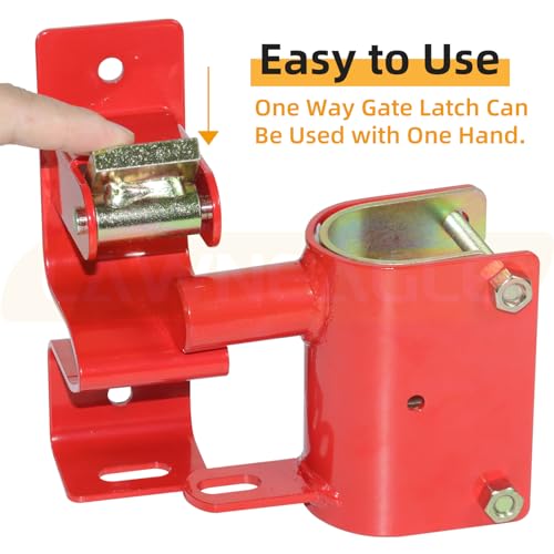 Red One Way Gate Latch – Heavy Duty Farm Gate Latch - color: 1 Pack Red One Way Gate Latch