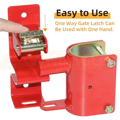 Red One Way Gate Latch – Heavy Duty Farm Gate Latch - color: 1 Pack Red One Way Gate Latch