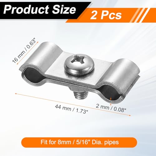 HARFINGTON 2pcs Chain Link Fence Panel Clamps 5/16" Stainless Steel Dog Kennel Clamps Fence Connector Temporary Dog Cage Hardware Parts with Bolts and Nuts for Round Pipe Panel - size: 5/16"