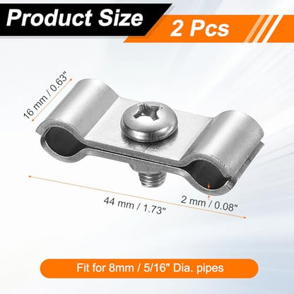 HARFINGTON 2pcs Chain Link Fence Panel Clamps 5/16" Stainless Steel Dog Kennel Clamps Fence Connector Temporary Dog Cage Hardware Parts with Bolts and Nuts for Round Pipe Panel - size: 5/16"