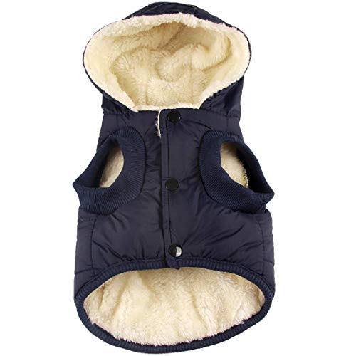 Vecomfy Warm Dog Coats with Hoodie,Winter Dog Jackets for Small Dogs - color: Blue, size: Medium