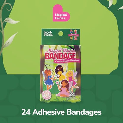 BioSwiss Bandages, Magical Fairies Shaped Self Adhesive Bandage Set, Latex Free, Sterile Wound Care, 24 Count - color: Fairies, size: 24-Count Box