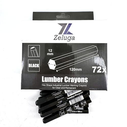 Zeluga 4.7in. x 0.47in. Hex Shape Industrial Lumber Marking Crayons for Clear and Permanent Markings, Black 72 Pack - color: Black, size: 1 Count (Pack of 72)