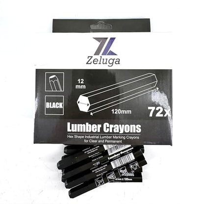 Zeluga 4.7in. x 0.47in. Hex Shape Industrial Lumber Marking Crayons for Clear and Permanent Markings, Black 72 Pack - color: Black, size: 1 Count (Pack of 72)