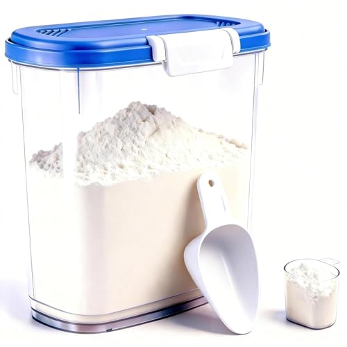 Large Rice Storage Container 15-20 Lbs, Tall Flour Container Dry Food Bin - color: Sapphire Blue