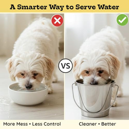 Flat Sided Stainless Steel Hanging Bucket, 1 Quart (0.25 Gallon), 4 Pack, Heavy Duty Kennel Cage Food & Water Pail for Small Dogs, Cats, Birds & Pets, Durable, Easy to Clean Feeder - size: 1 Quart (Pack of 4)