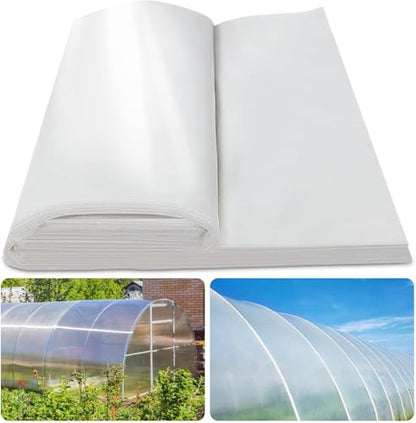 Greenhouse Plastic Sheeting 12' x 50' 6 Mil, Clear UV Resistant Heavy Duty Polyethylene Film, Thick Greenhouse Cover for Garden, Farm, Agriculture - size: 12x50 FT