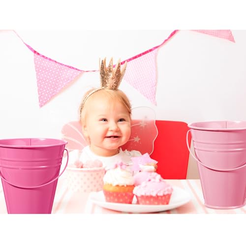 Sadnyy 12 Pack 4.5 X 5 inch Pink Metal Buckets - color: Pink, size: 4.5 x 5 in