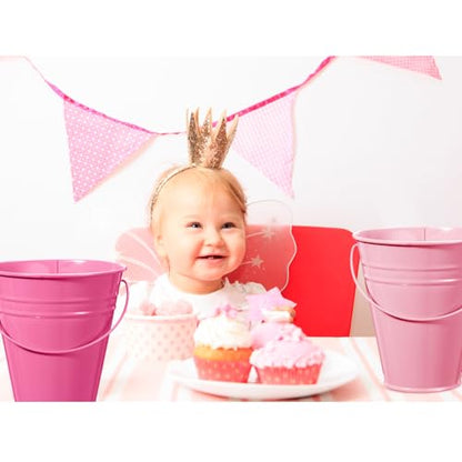 Sadnyy 12 Pack 4.5 X 5 inch Pink Metal Buckets - color: Pink, size: 4.5 x 5 in