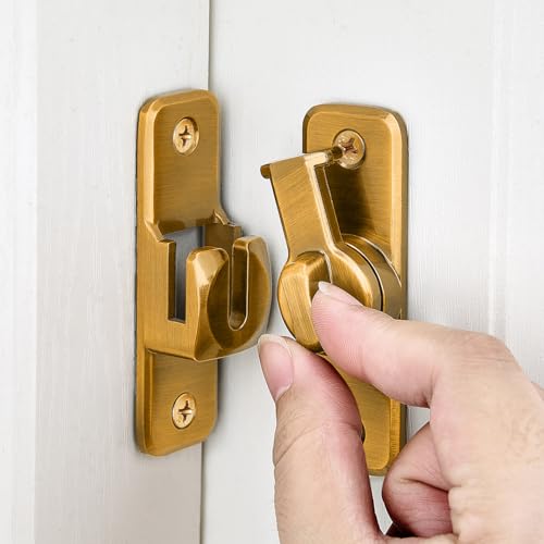 Brass 90/180 Degree Flip Latch,Zinc Alloy Barn Door Latch - color: Brass