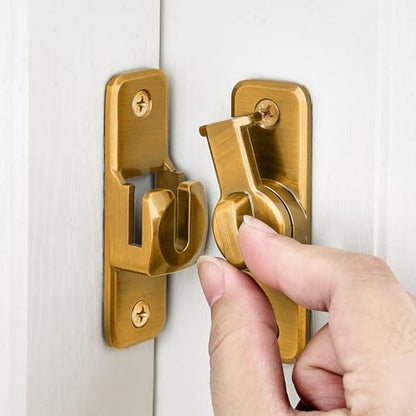 Brass 90/180 Degree Flip Latch,Zinc Alloy Barn Door Latch - color: Brass