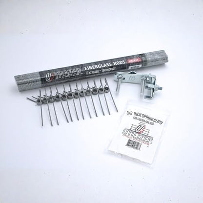 Utilizer Electric Fence Extension Stand-Off Kit – 1/2 Mile T-Post Bundle | Includes Fence Post Brackets, 3/8x15” Rigid Electric Fence Posts & T Post Clips – Zero-Sag Electric Fence Kit - size: 15"Rods - 1/2 Mile